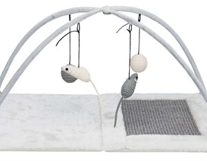 TRIXIE KRABMAT MET SPEELTJES AAN KOORD GRIJS